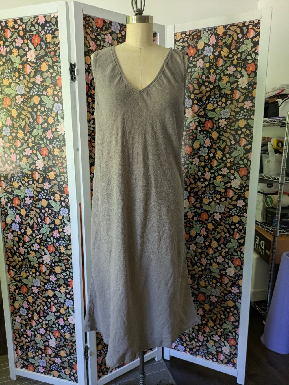 Match Point Grey Linen Dress, O/S